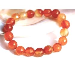 Karneol Armband orange (gebr.) Kugeln 10 mm facettiert (Carneol) - Sonderqualit�t - ca. 18 cm