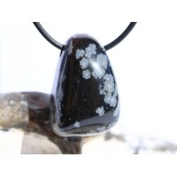 Schneeflockenobsidian Schmuckstein / Trommelstein gebohrt - Sonderqualit�t - ca. 2,8 cm x 1,9 cm x 1,6 cm