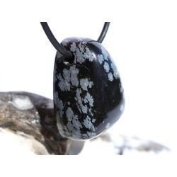 Schneeflockenobsidian Schmuckstein / Trommelstein gebohrt - Sonderqualit�t - ca. 2,8 cm x 1,9 cm x 1,6 cm