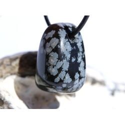 Schneeflockenobsidian Schmuckstein / Trommelstein gebohrt - Sonderqualit�t - ca. 2,8 cm x 1,9 cm x 1,6 cm