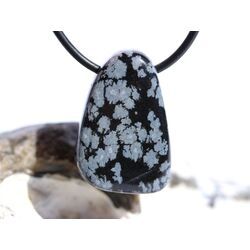 Schneeflockenobsidian Schmuckstein / Trommelstein gebohrt - Sonderqualit�t - ca. 2,8 cm x 1,9 cm x 1,6 cm