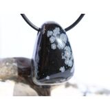 Schneeflockenobsidian Schmuckstein / Trommelstein gebohrt...