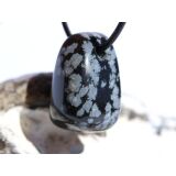 Schneeflockenobsidian Schmuckstein / Trommelstein gebohrt - Sonderqualität - ca. 2,8 cm x 1,9 cm x 1,6 cm