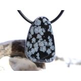 Schneeflockenobsidian Schmuckstein / Trommelstein gebohrt - Sonderqualität - ca. 2,8 cm x 1,9 cm x 1,6 cm