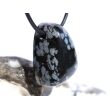 Schneeflockenobsidian Schmuckstein / Trommelstein gebohrt - Sonderqualität - ca. 2,8 cm x 1,9 cm x 1,6 cm