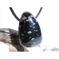 Schneeflockenobsidian Schmuckstein / Trommelstein gebohrt - Sonderqualit�t - ca. 2,8 cm x 1,7 cm x 1,4 cm