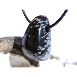 Schneeflockenobsidian Schmuckstein / Trommelstein gebohrt - Sonderqualit�t - ca. 2,8 cm x 1,7 cm x 1,4 cm