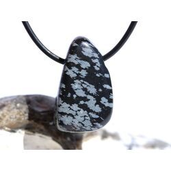 Schneeflockenobsidian Schmuckstein / Trommelstein gebohrt - Sonderqualit�t - ca. 2,8 cm x 1,7 cm x 1,4 cm