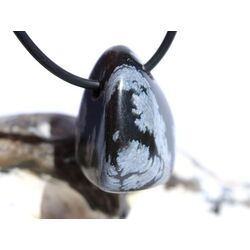Schneeflockenobsidian Schmuckstein / Trommelstein gebohrt - Sonderqualit�t - ca. 2,5 cm x 1,9 cm x 1,8 cm