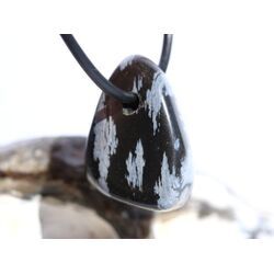 Schneeflockenobsidian Schmuckstein / Trommelstein gebohrt - Sonderqualit�t - ca. 2,5 cm x 1,9 cm x 1,8 cm