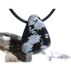 Schneeflockenobsidian Schmuckstein / Trommelstein gebohrt - Sonderqualit�t - ca. 2,5 cm x 1,9 cm x 1,8 cm