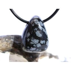 Schneeflockenobsidian Schmuckstein / Trommelstein gebohrt - Sonderqualit�t - ca. 2,3 cm x 1,7 cm x 1,5 cm