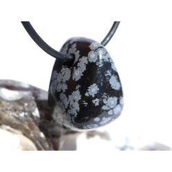 Schneeflockenobsidian Schmuckstein / Trommelstein gebohrt - Sonderqualit�t - ca. 2,3 cm x 1,7 cm x 1,5 cm