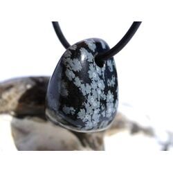 Schneeflockenobsidian Schmuckstein / Trommelstein gebohrt - Sonderqualit�t - ca. 2,3 cm x 1,7 cm x 1,5 cm