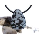 Schneeflockenobsidian Schmuckstein / Trommelstein gebohrt - Sonderqualität - ca. 2,3 cm x 1,7 cm x 1,5 cm
