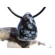 Schneeflockenobsidian Schmuckstein / Trommelstein gebohrt - Sonderqualität - ca. 2,3 cm x 1,7 cm x 1,5 cm