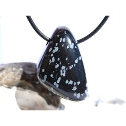 Schneeflockenobsidian Schmuckstein / Trommelstein gebohrt - Sonderqualit�t - ca. 3 cm x 2,2 cm x 1,5 cm