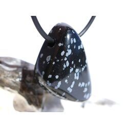 Schneeflockenobsidian Schmuckstein / Trommelstein gebohrt - Sonderqualit�t - ca. 3 cm x 2,2 cm x 1,5 cm