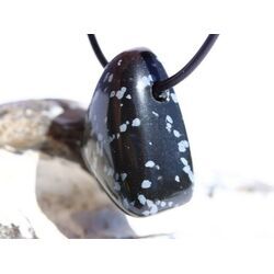 Schneeflockenobsidian Schmuckstein / Trommelstein gebohrt - Sonderqualit�t - ca. 3 cm x 2,2 cm x 1,5 cm