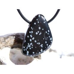 Schneeflockenobsidian Schmuckstein / Trommelstein gebohrt - Sonderqualit�t - ca. 3 cm x 2,2 cm x 1,5 cm