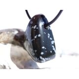 Schneeflockenobsidian Schmuckstein / Trommelstein gebohrt - Sonderqualität - ca. 3 cm x 2,2 cm x 1,5 cm