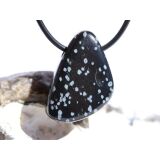Schneeflockenobsidian Schmuckstein / Trommelstein gebohrt - Sonderqualität - ca. 3 cm x 2,2 cm x 1,5 cm