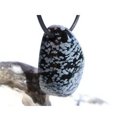 Schneeflockenobsidian Schmuckstein / Trommelstein gebohrt - Sonderqualit�t - ca. 3 cm x 1,9 cm x 1,6 cm