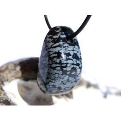 Schneeflockenobsidian Schmuckstein / Trommelstein gebohrt - Sonderqualit�t - ca. 3 cm x 1,9 cm x 1,6 cm