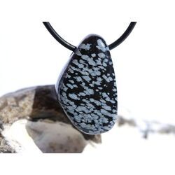 Schneeflockenobsidian Schmuckstein / Trommelstein gebohrt - Sonderqualit�t - ca. 3 cm x 1,9 cm x 1,6 cm