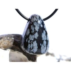 Schneeflockenobsidian Schmuckstein / Trommelstein gebohrt - Sonderqualit�t - ca. 2,7 cm x 2 cm x 1,5 cm