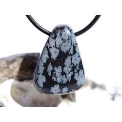 Schneeflockenobsidian Schmuckstein / Trommelstein gebohrt - Sonderqualit�t - ca. 2,7 cm x 2 cm x 1,5 cm