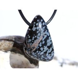 Schneeflockenobsidian Schmuckstein / Trommelstein gebohrt - Sonderqualit�t - ca. 3 cm x 1,8 cm x 1,4 cm