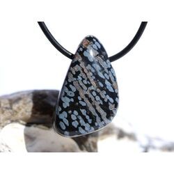 Schneeflockenobsidian Schmuckstein / Trommelstein gebohrt - Sonderqualit�t - ca. 3 cm x 1,8 cm x 1,4 cm
