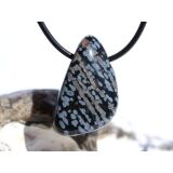 Schneeflockenobsidian Schmuckstein / Trommelstein gebohrt - Sonderqualität - ca. 3 cm x 1,8 cm x 1,4 cm