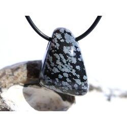 Schneeflockenobsidian Schmuckstein / Trommelstein gebohrt - Sonderqualit�t - ca. 3 cm x 2,1 cm x 1,5 cm
