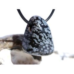 Schneeflockenobsidian Schmuckstein / Trommelstein gebohrt - Sonderqualit�t - ca. 3 cm x 2,1 cm x 1,5 cm