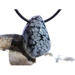 Schneeflockenobsidian Schmuckstein / Trommelstein gebohrt - Sonderqualit�t - ca. 2,7 cm x 1,8 cm x 1,5 cm