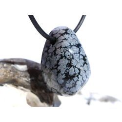 Schneeflockenobsidian Schmuckstein / Trommelstein gebohrt - Sonderqualit�t - ca. 2,7 cm x 1,8 cm x 1,5 cm