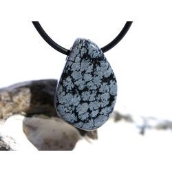 Schneeflockenobsidian Schmuckstein / Trommelstein gebohrt - Sonderqualit�t - ca. 2,7 cm x 1,8 cm x 1,5 cm