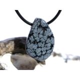 Schneeflockenobsidian Schmuckstein / Trommelstein gebohrt - Sonderqualität - ca. 2,7 cm x 1,8 cm x 1,5 cm