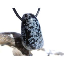 Schneeflockenobsidian Schmuckstein / Trommelstein gebohrt - Sonderqualit�t - ca. 2,9 cm x 1,8 cm x 1,2 cm