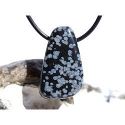 Schneeflockenobsidian Schmuckstein / Trommelstein gebohrt - Sonderqualit�t - ca. 2,9 cm x 1,8 cm x 1,2 cm