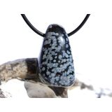 Schneeflockenobsidian Schmuckstein / Trommelstein gebohrt...
