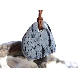 Schneeflockenobsidian Trommelstein / Schmuckstein gebohrt - Sonderqualit�t - ca. 2,7 cm x 2,2 cm x 1,7 cm