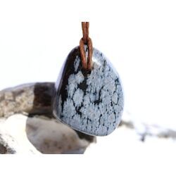 Schneeflockenobsidian Trommelstein / Schmuckstein gebohrt - Sonderqualit�t - ca. 2,7 cm x 2,2 cm x 1,7 cm
