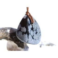 Schneeflockenobsidian Trommelstein / Schmuckstein gebohrt - Sonderqualit�t - ca. 2,7 cm x 2,2 cm x 1,7 cm
