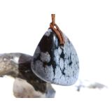 Schneeflockenobsidian Trommelstein / Schmuckstein gebohrt - Sonderqualität - ca. 2,7 cm x 2,2 cm x 1,7 cm