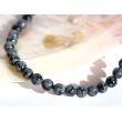 Schneeflockenobsidian Halskette / Kugelkette - Kugeln 8 mm - ca. 45 cm - Silber -