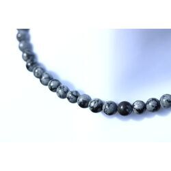 Schneeflockenobsidian Halskette / Kugelkette - Kugeln 6 mm - ca. 60 cm - Silber -