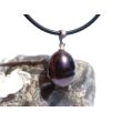 Perle (Süßwasserperle) dark purple / dunkelviolett Anhänger Silberöse Schmuckdose - Sonderqualität - ca. 2,4 cm x 1,3 cm x 1,2 cm (gefärbt)